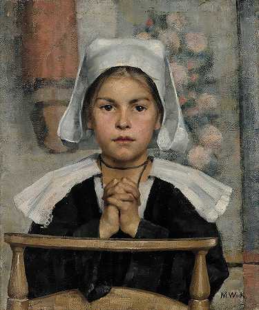 在教堂里`In The Church (1884) by Maria Wiik