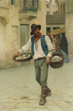 威尼斯鱼贩`Venezianischer Fischverkäufer by Giuseppe Barison