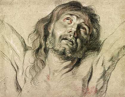十字架上的基督头像`Head of Christ on the Cross by Peter Paul Rubens
