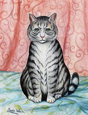 一只非常漂亮的斑猫`A Very Handsome Tabby Cat by Louis Wain