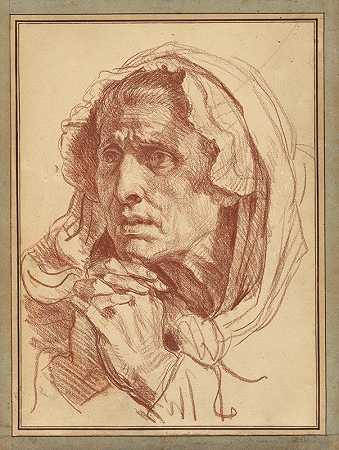 对一位老妇人头部的研究`Study of the Head of an Old Woman (1772–1775) by Jean-Baptiste Greuze