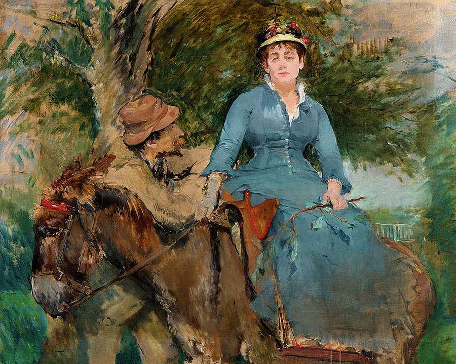 骑驴，1880-1882年`The Donkey Ride, 1880-1882 by Eva Gonzales