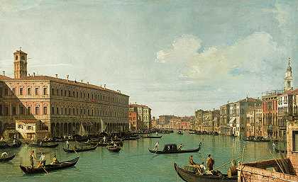 从里亚尔托大桥上看大运河`The Grand Canal, seen from the Rialto Bridge by Canaletto