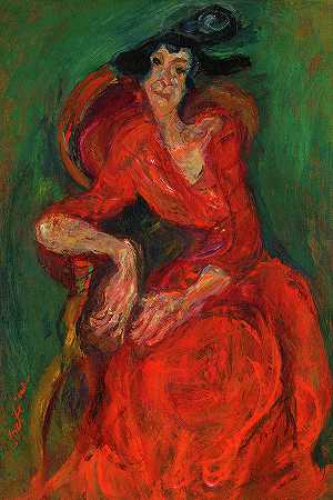 红衣女子`Woman in Red by Chaim Soutine