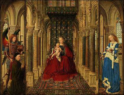 圣母与儿童三联画`Triptych of the Virgin and Child by Jan van Eyck