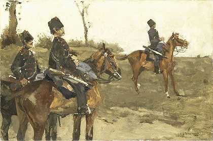 骠骑兵`Hussars (c. 1880 c. 1890) by George Hendrik Breitner