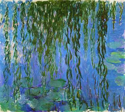 睡莲和垂柳枝，1916-1919年`Water Lilies and Weeping Willow Branches, 1916-1919 by Claude Monet
