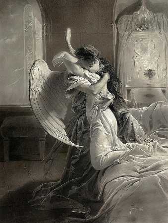 浪漫邂逅，1864年`Romantic Encounter, 1864 by Mihaly Zichy