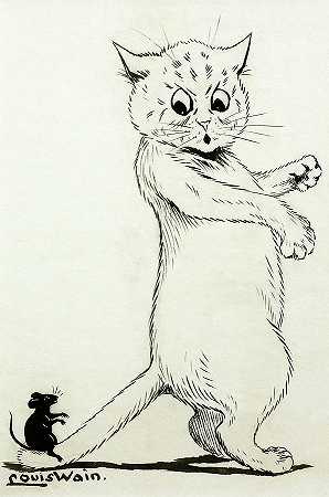 猫和老鼠`Cat and Mouse by Louis Wain