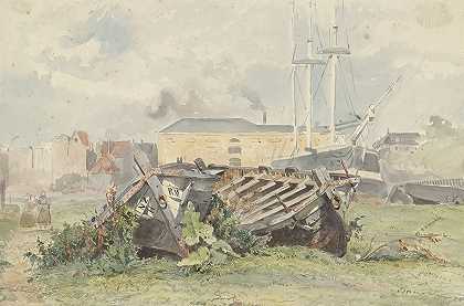 造船厂`Scheepswerf (1850) by Willem Anthonie van Deventer