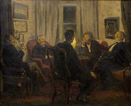 在艺术家中`Among Artists (1897) by Viggo Johansen