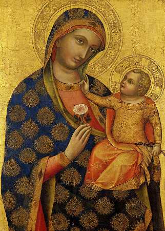 麦当娜和基督孩子，1370年`Madonna and Christ Child, 1370 by Lorenzo Veneziano