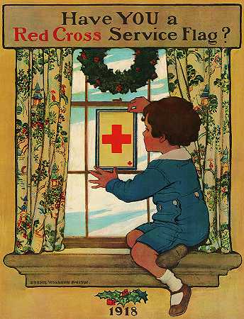 你有红十字会会旗吗？，1918`Have You a Red Cross Service Flag ?, 1918 by Jessie Willcox Smith