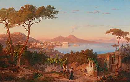 那不勒斯湾风景`Blick in die Bucht von Neapel by Carl Wilhelm Götzloff