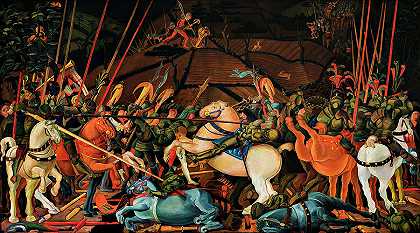 保罗·乌切洛的《圣罗马诺之战》的幻想`Fantasy of Paolo Uccello\’s, The Battle San Romano by William Scharff