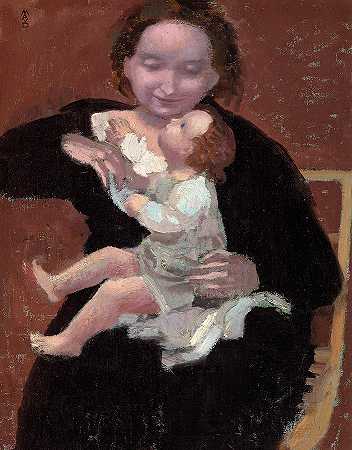 母亲与孩子，1895年`Mother and Child, 1895 by Maurice Denis