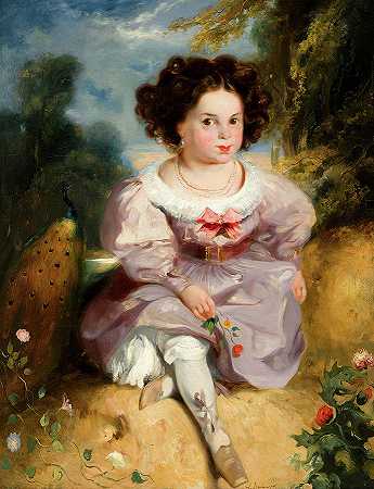 四岁的利奥波丁·雨果`Leopoldine Hugo Aged Four by Louis Boulanger
