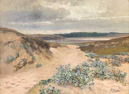 布列塔尼的沙丘景观`Dünenlandschaft in der Bretagne (1910) by Marie Egner