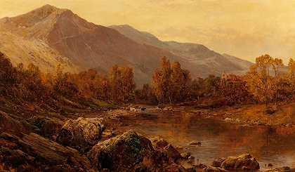 兰戈伦山谷`The Vale of Llangollen (1897) by Alfred de Bréanski