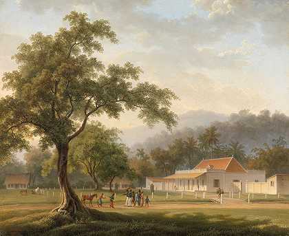 东爪哇岛（爪哇帖木儿）班玉旺基助理居民住宅`House of the Assistant Resident of Banyuwangi, East Java (Jawa Timur) (1828) by Auguste Antoine Joseph Payen
