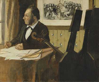 大提琴的竖板`The Cellist Pilet (between 1868 and 1869) by Edgar Degas