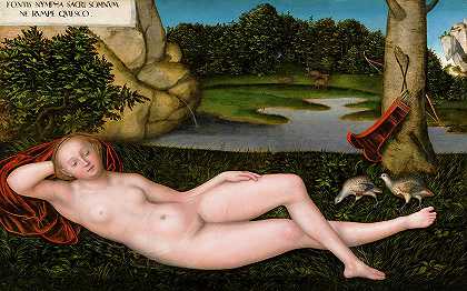 喷泉的仙女，1530-1534年`The Nymph at the Fountain, 1530-1534 by Lucas Cranach the Elder