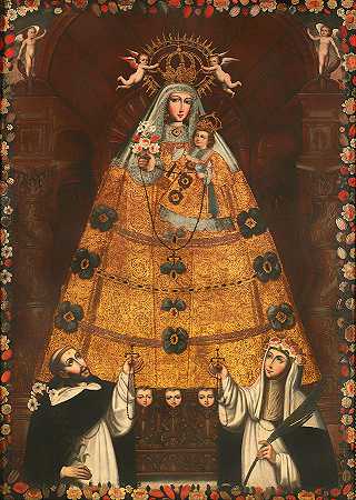圣多米尼克和圣罗斯的玫瑰圣母`Our Lady of the Rosary with St Dominick and St Rose