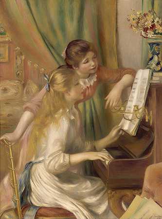 弹钢琴的年轻女孩`Young Girls at the Piano