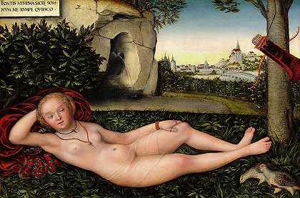 春天的仙女，1537年`The Nymph of the Spring, 1537 by Lucas Cranach the Elder