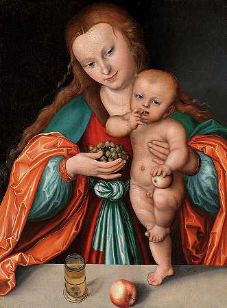 《麦当娜与孩子》，1535年`Madonna and Child, 1535 by Lucas Cranach the Elder
