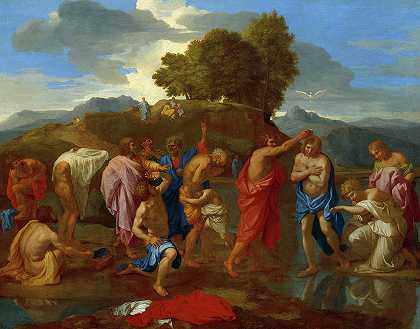 基督的洗礼，1641-1642年`The Baptism of Christ, 1641-1642 by Nicolas Poussin