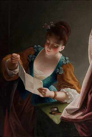 年轻女子读书，D拉乌尔之后`Jeune femme lisant une lettre, daprès Raoux