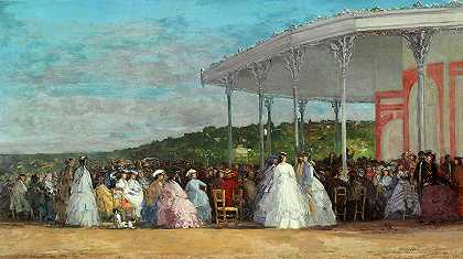 1865年在多维尔赌场举行的音乐会`Concert at the Casino of Deauville, Painted in 1865 by Eugene Boudin