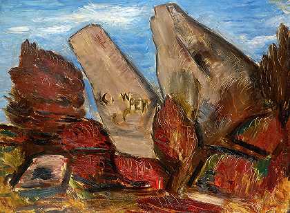 1934年，麻萨诸塞州安角，狗镇公地，鲸颚`Whale\’s Jaw, Dogtown Common, Cape Ann, Massachusetts, 1934 by Marsden Hartley