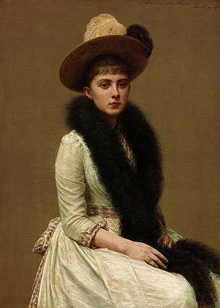 索尼娅肖像，1890年`Portrait of Sonia, 1890 by Henri Fantin-Latour