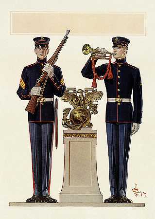 美国海军陆战队，海上士兵，1917年`U.S. Marines, Soldiers of the Sea, 1917 by Joseph Christian Leyendecker