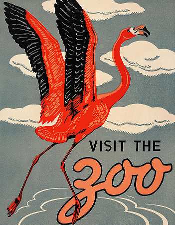 参观动物园，弗拉明戈`Visit the Zoo, Flamingo by Federal Art Project