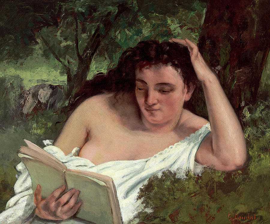 一位年轻女子在阅读，1866-1868`A Young Woman Reading, 1866-1868 by Gustave Courbet