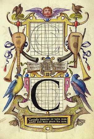 字母C的构造指南，1591-1596`Guide for Constructing the Letter C, 1591-1596 by Joris Hoefnagel