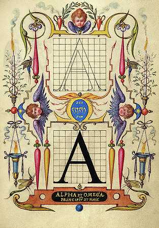 字母A的构造指南，1591-1596`Guide for Constructing the Letter A, 1591-1596 by Joris Hoefnagel