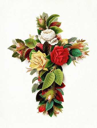 玫瑰的十字架，1861-1897`Cross of Roses, 1861-1897 by Olive E Whitney