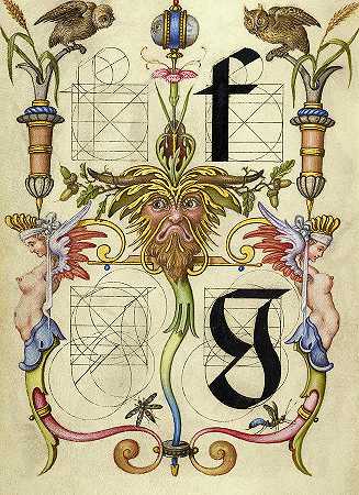 字母f和g的构造指南，1591-1596`Guide for Constructing the Letters f and g, 1591-1596 by Joris Hoefnagel
