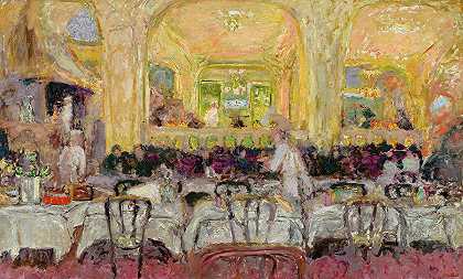 韦普勒咖啡馆，1908-1912年`Cafe Wepler, 1908-1912 by Edouard Vuillard