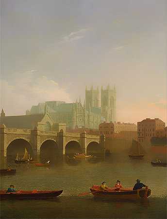 威斯敏斯特大教堂和大桥`Westminster Abbey and Bridge