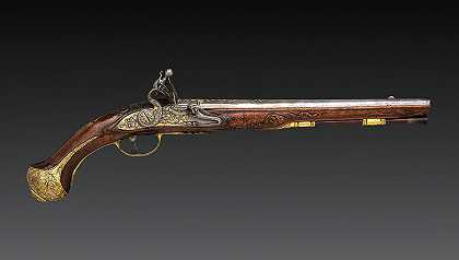 燧石手枪，1700`Flintlock Pistol, 1700 by Franco-Flemish School
