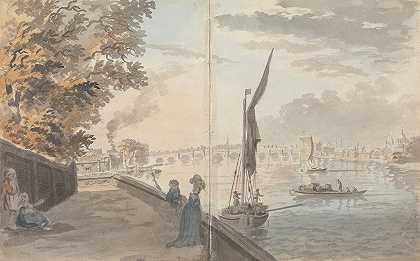 河码头，在小巷里画人像`River Wharf , Figure Sketching in a Lane by James Miller