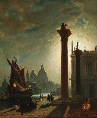 威尼斯广场上的花岗岩柱`Die Granitsäulen auf der Piazzetta in Venedig by Conrad Hoff