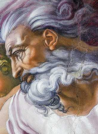 西斯廷教堂天父的脸`Face of God the Father, Sistine Chapel by Michelangelo