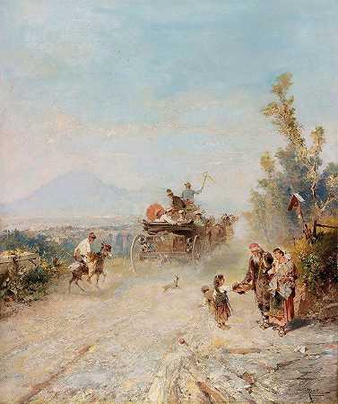 通往庞贝城的路`The Road to Pompeii by Franz Richard Unterberger