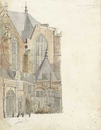 阿姆斯特丹的乌德角`De Oude Kerk te Amsterdam (1843) by Johan Adolph Rust